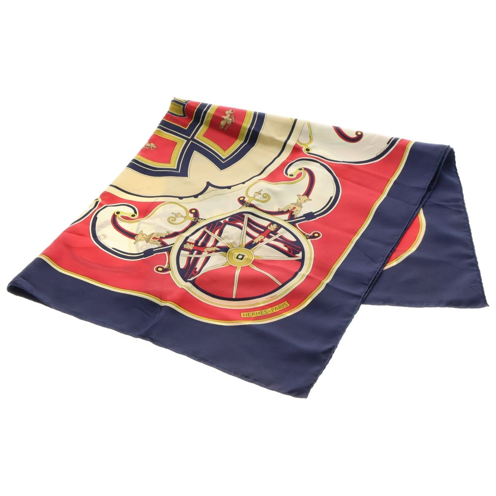HERMES(エルメス) カレ90 WASHINGTON S CARRIAGE スカーフ レッド マルチカラー シルク