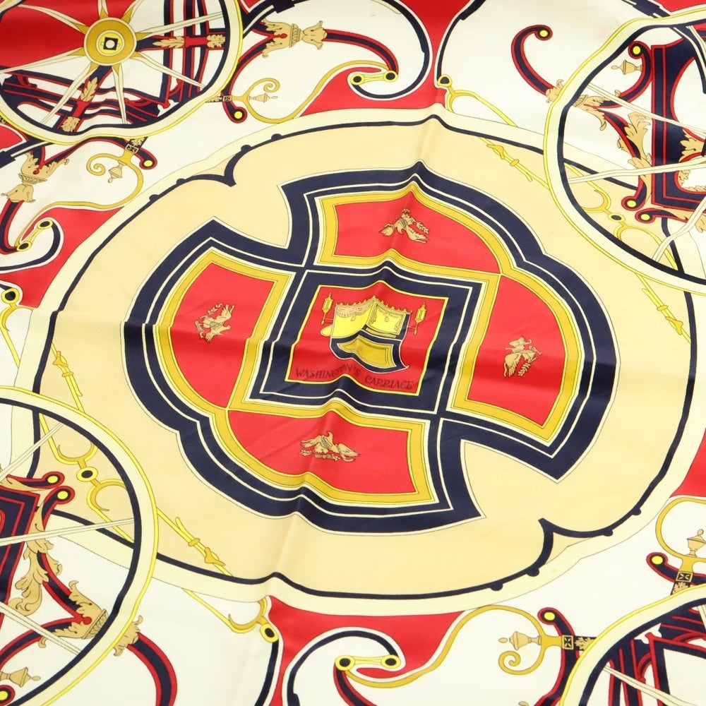 HERMES(エルメス) カレ90 WASHINGTON S CARRIAGE スカーフ レッド マルチカラー シルク