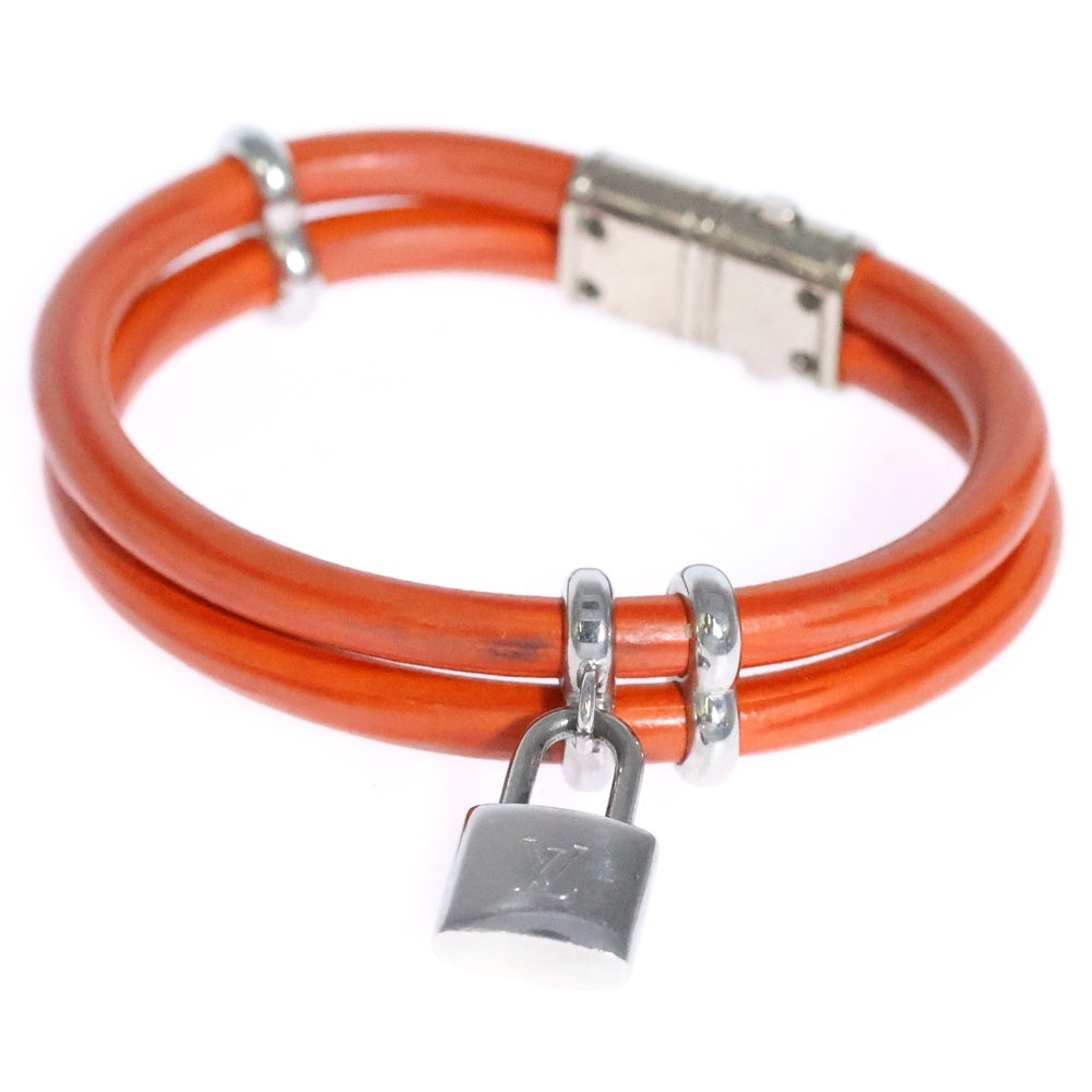 LOUIS VUITTON(ルイヴィトン) ブラスレ キープイットトゥワイス ブレスレット エピ レザー ピモン オレンジ レッド シルバー金具 M6501F
