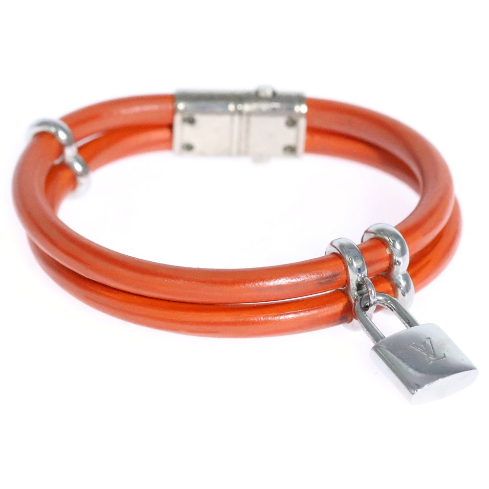 LOUIS VUITTON(ルイヴィトン) ブラスレ キープイットトゥワイス ブレスレット エピ レザー ピモン オレンジ レッド シルバー金具 M6501F