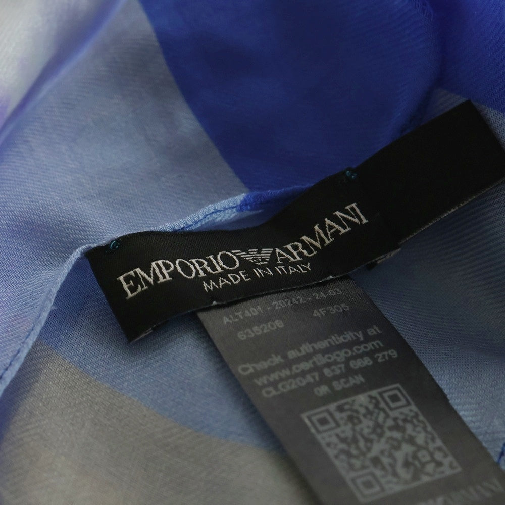 EMPORIO ARMANI(エンポリオアルマーニ) グラフィックプリント シルク ストール スカーフ グレー/ブルー