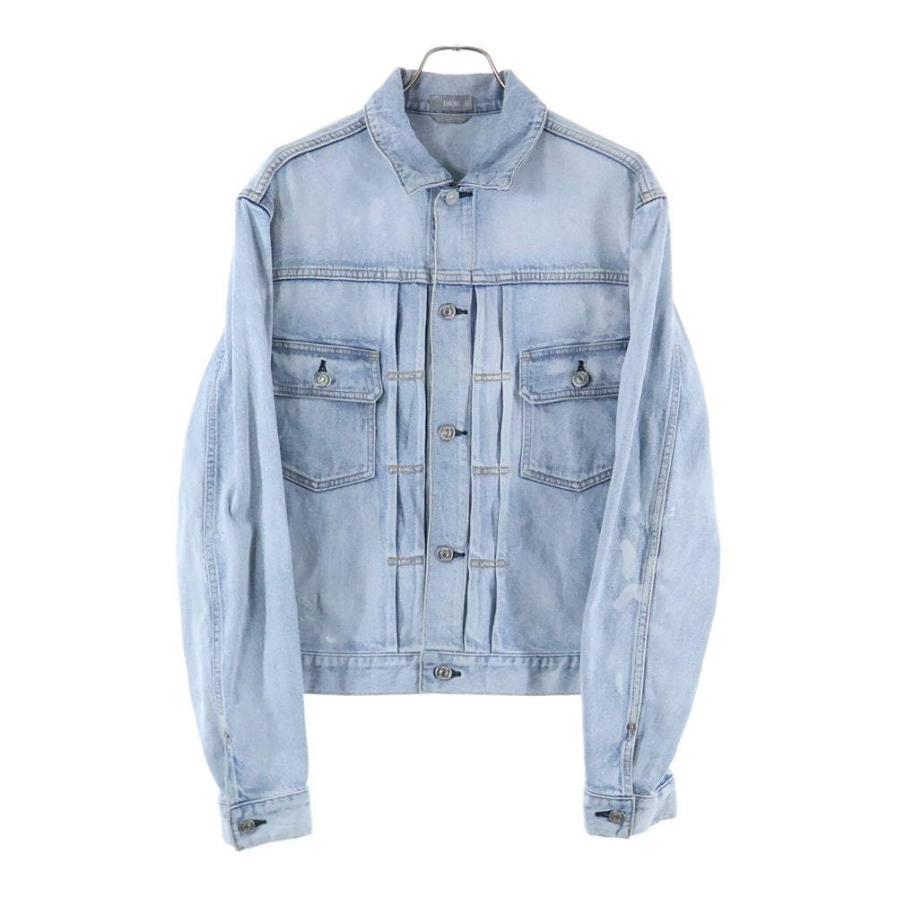 Christian Dior(クリスチャンディオール) 21AW ×Kenny Scharf MKII Denim Jacket ケニー シャーフ バックロゴ ブリーチ加工 デニムジャケット ブルー 013D481CY999