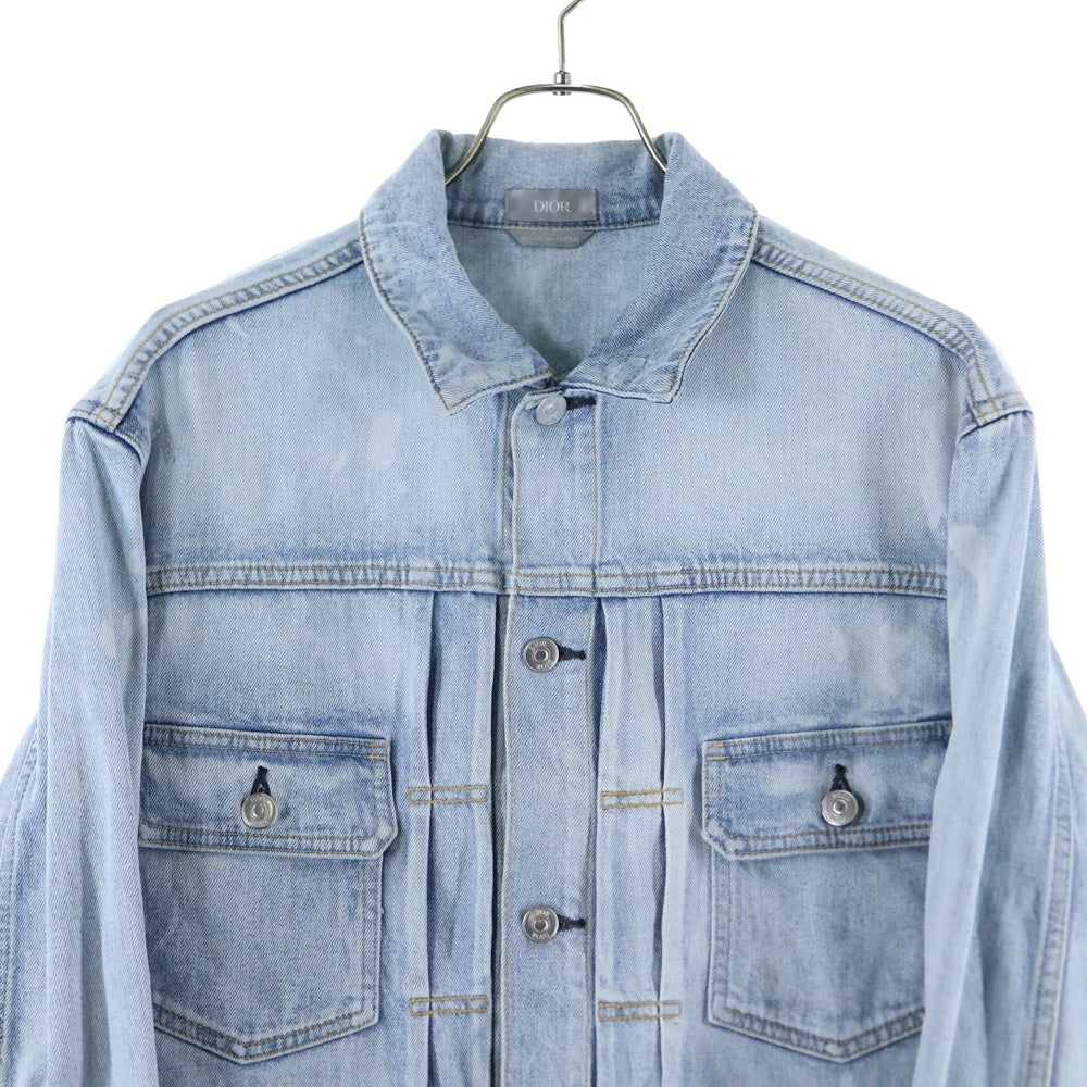 Christian Dior(クリスチャンディオール) 21AW ×Kenny Scharf MKII Denim Jacket ケニー シャーフ バックロゴ ブリーチ加工 デニムジャケット ブルー 013D481CY999