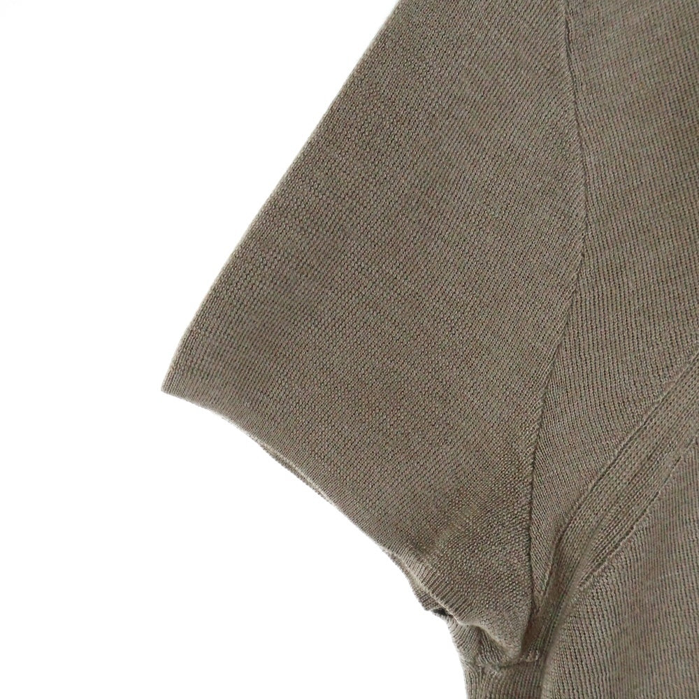 HERMES(エルメス) 23AW エクスリブリス ボタン クルーネック 半袖ニット セーター ベージュ レディース 3H2631D6