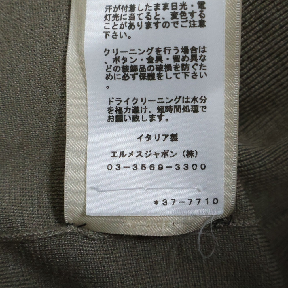 HERMES(エルメス) 23AW エクスリブリス ボタン クルーネック 半袖ニット セーター ベージュ レディース 3H2631D6