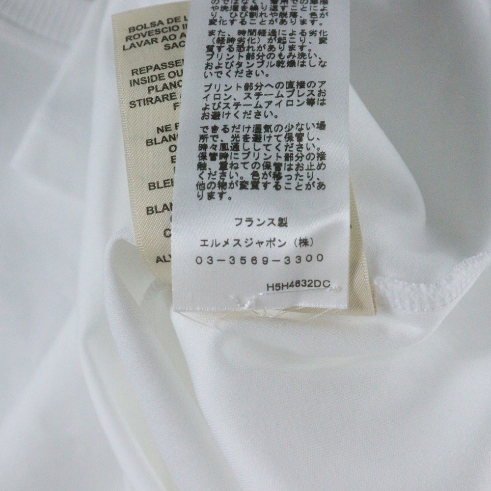 HERMES(エルメス) カルトゥッシュ 馬具 チェーンプリント クルーネック 半袖Tシャツ カットソー ホワイト レディース 5H4632DC