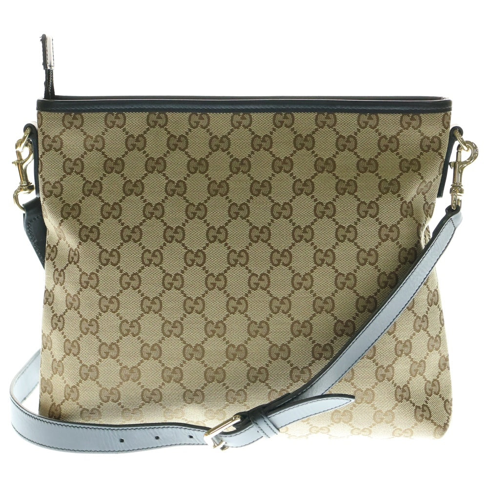 GUCCI(グッチ) GGキャンバス ウェビングライン シェリー レザー切替キャンバスショルダーバッグ ブラウン 388926