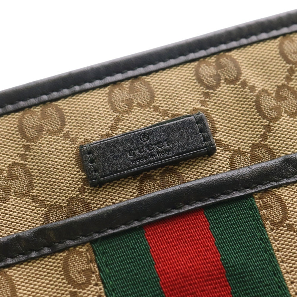 GUCCI(グッチ) GGキャンバス ウェビングライン シェリー レザー切替キャンバスショルダーバッグ ブラウン 388926