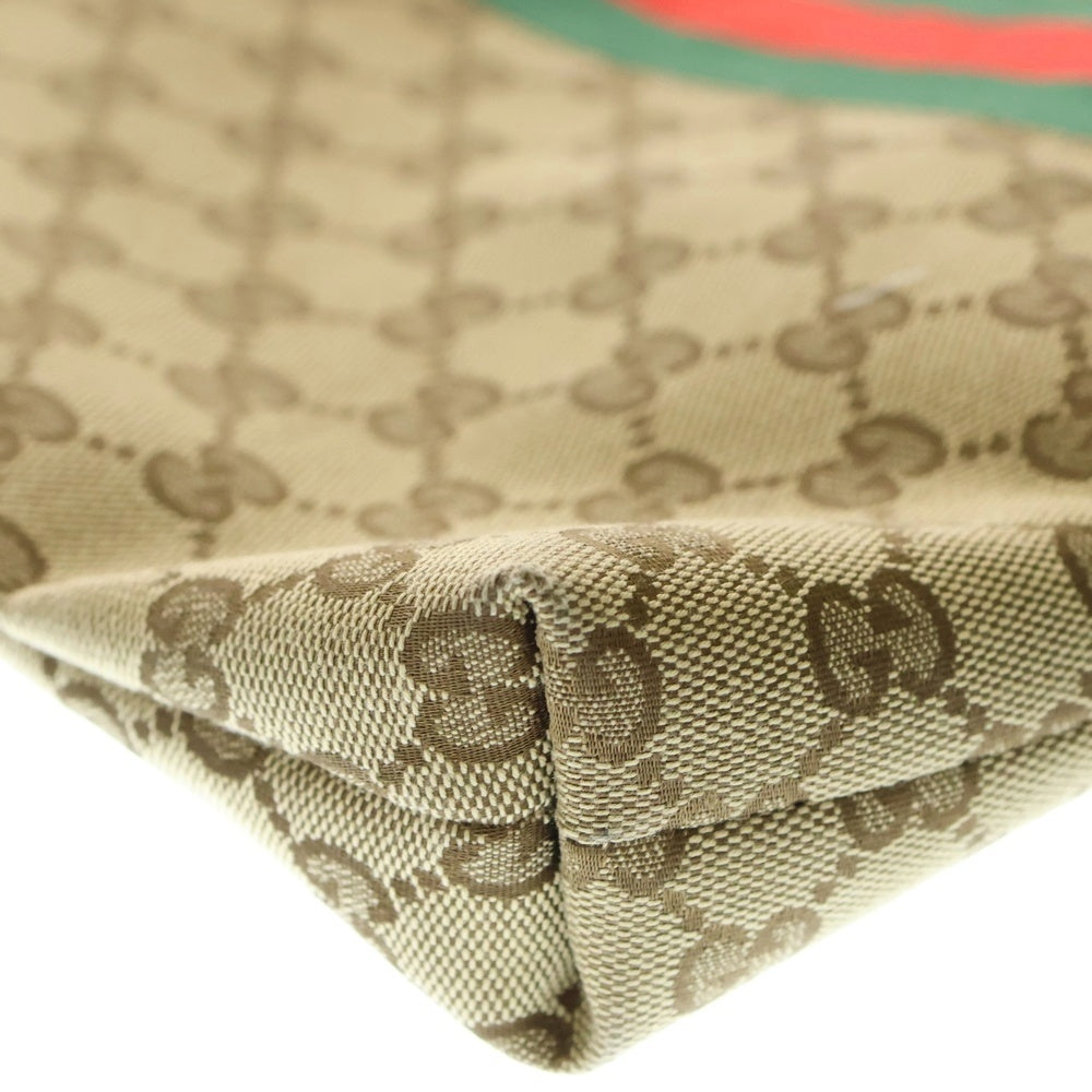 GUCCI(グッチ) GGキャンバス ウェビングライン シェリー レザー切替キャンバスショルダーバッグ ブラウン 388926