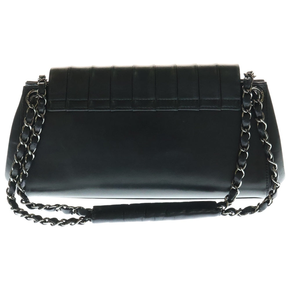 CHANEL(シャネル) マドモワゼル ココマーク ラムスキン レザー チェーンショルダーバッグ シルバー金具 ブラック 7番台