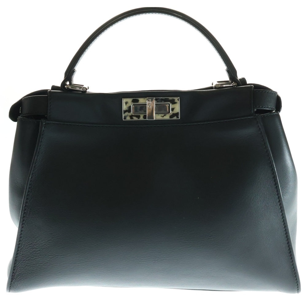 FENDI(フェンディ) ピーカブー ミディアム 2WAYバッグ ハンドバッグ ショルダーバッグ ブラック レザー 白金具 8BN290
