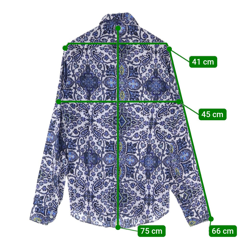 ETRO(エトロ) フラワー ペイズリー総柄 ロングスリーブ 長袖シャツ ブルー