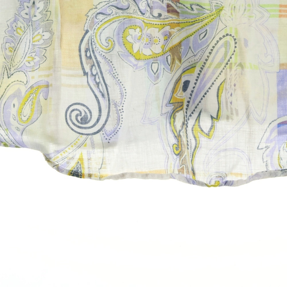 ETRO(エトロ) ペイズリー総柄 リネン ロングスリーブ 長袖 シャツ ホワイト/イエロー