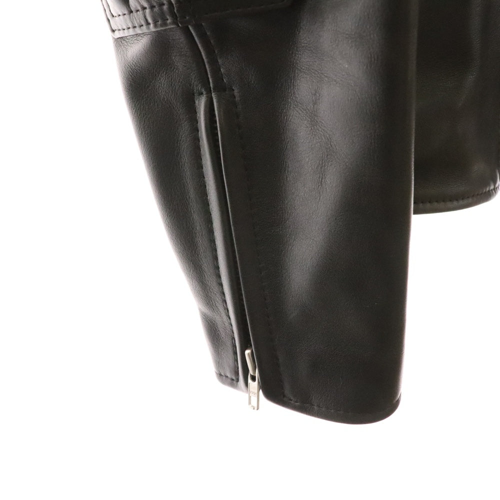 KADOYA(カドヤ) THE HEAD FACTORY キルティング カウレザー ジップアップ ダブル ライダース バイカー ジャケット ブラック