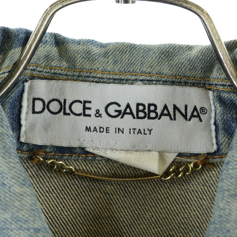 DOLCE & GABBANA(ドルチェアンドガッバーナ) ダメージ加工 スナップボタン デニム トラッカージャケット インディゴ S579S 9429