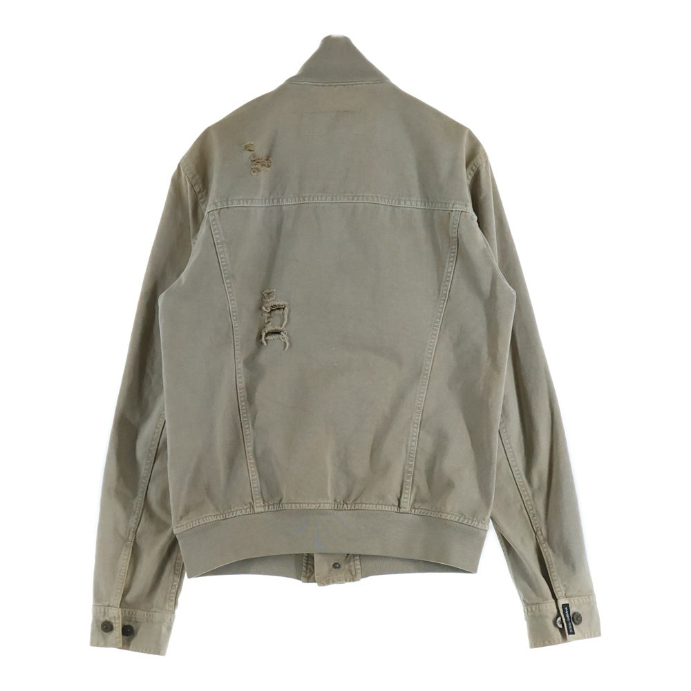 DOLCE & GABBANA(ドルチェアンドガッバーナ) ダメージ加工 リブカラー デニム トラッカージャケット ベージュ SDS04 8507