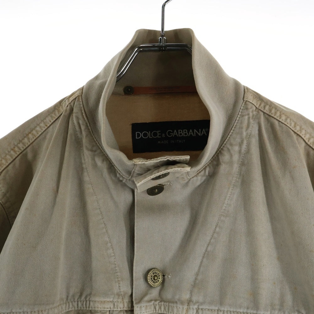 DOLCE & GABBANA(ドルチェアンドガッバーナ) ダメージ加工 リブカラー デニム トラッカージャケット ベージュ SDS04 8507