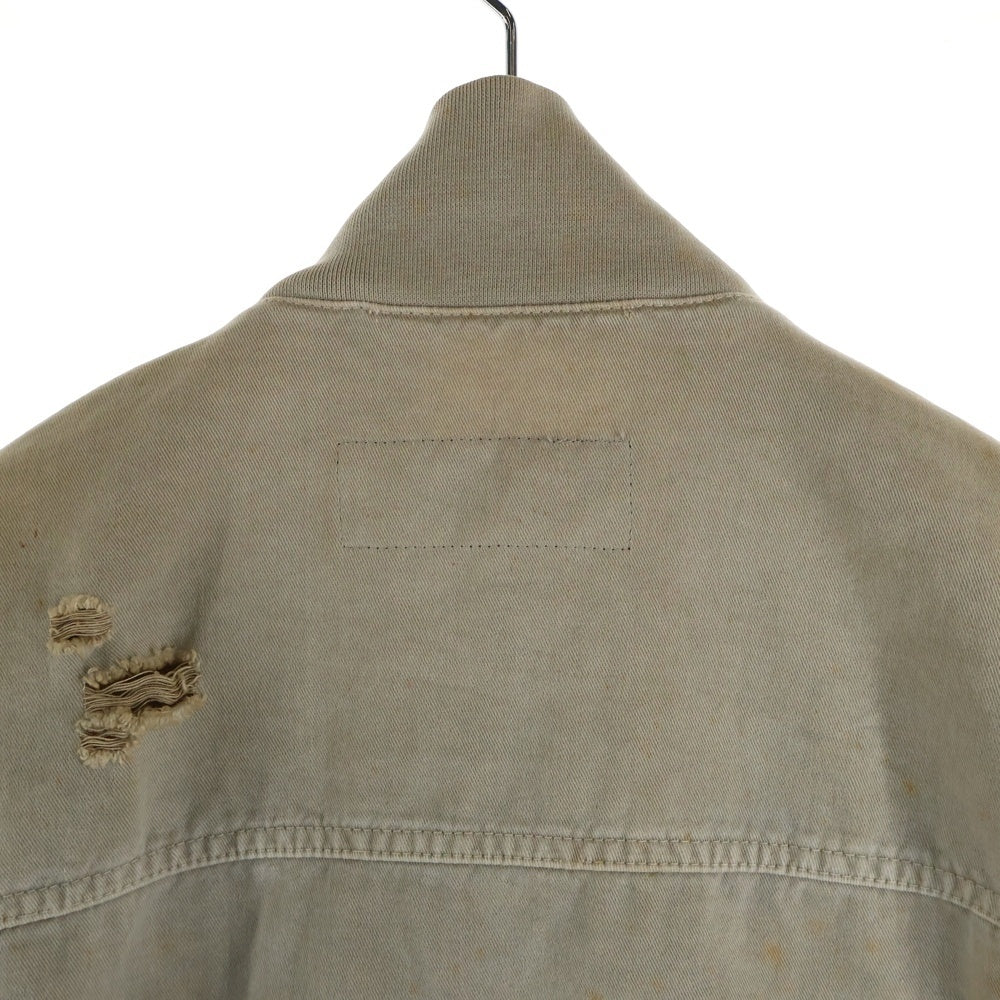 DOLCE & GABBANA(ドルチェアンドガッバーナ) ダメージ加工 リブカラー デニム トラッカージャケット ベージュ SDS04 8507