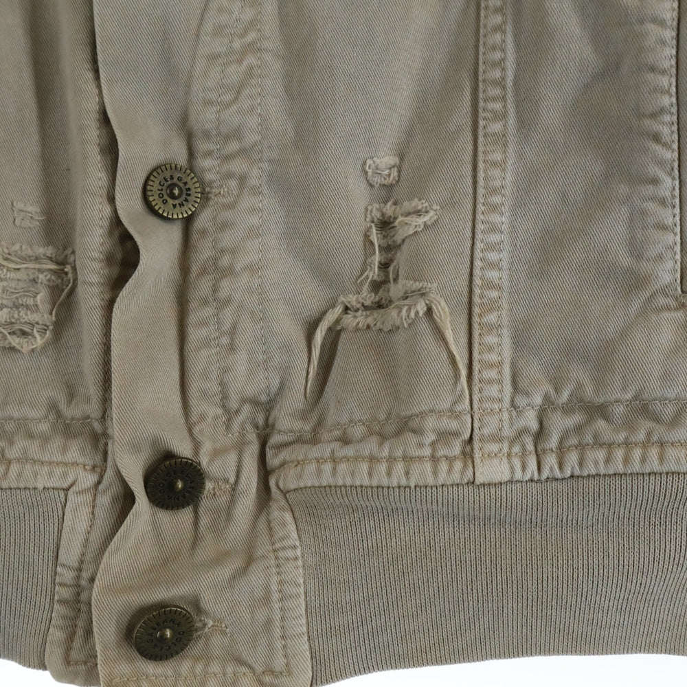 DOLCE & GABBANA(ドルチェアンドガッバーナ) ダメージ加工 リブカラー デニム トラッカージャケット ベージュ SDS04 8507