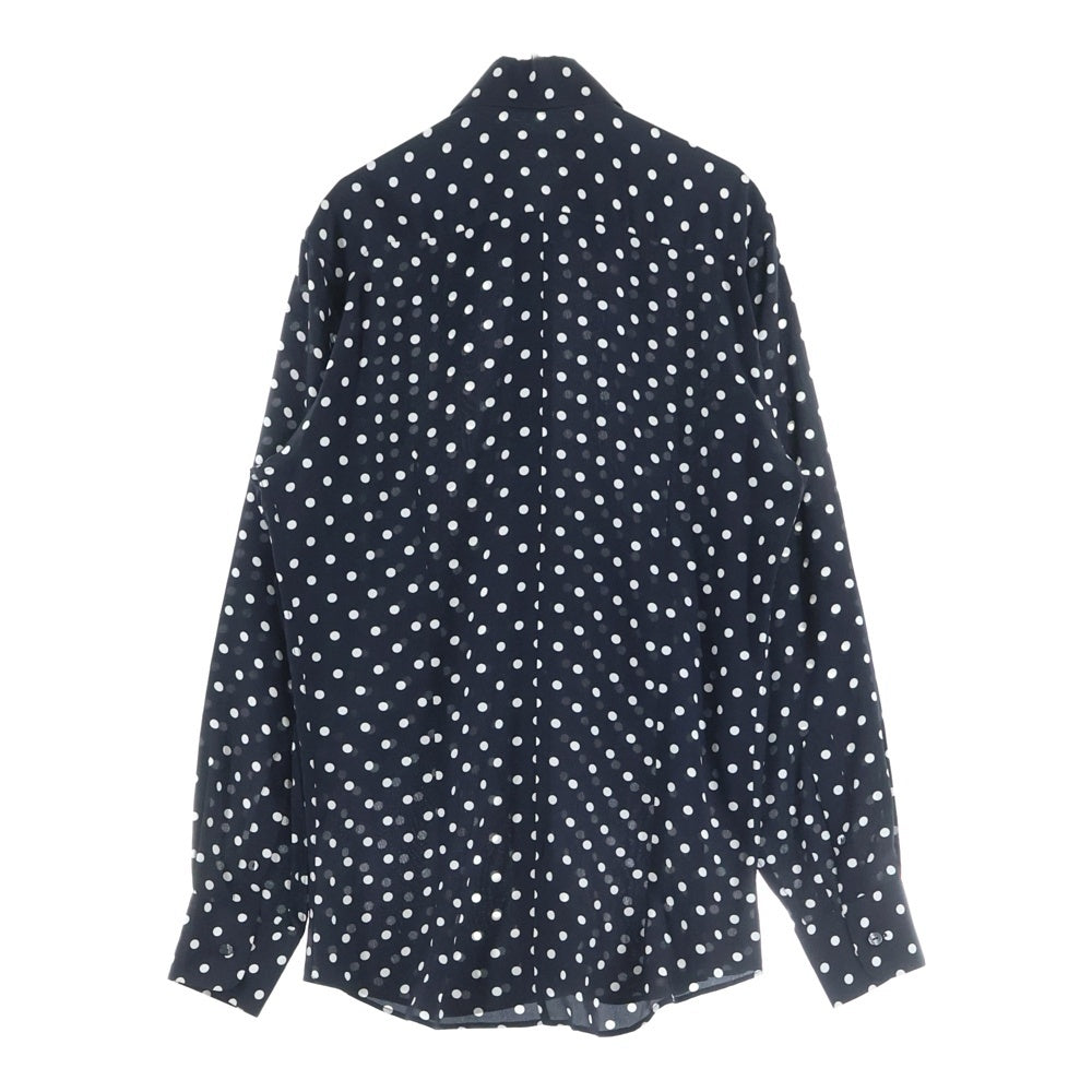 DOLCE & GABBANA(ドルチェアンドガッバーナ) ドット長袖シルクシャツ ブラック×ホワイト G5098T