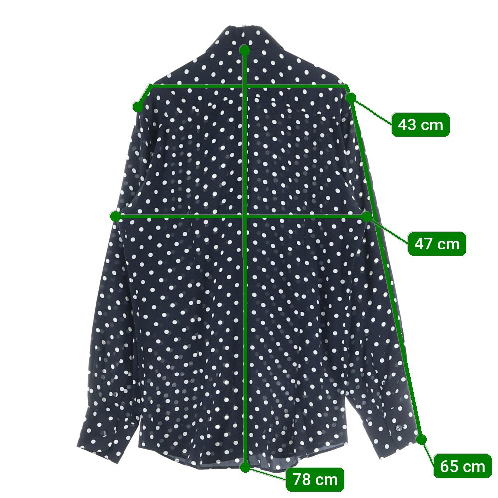 DOLCE & GABBANA(ドルチェアンドガッバーナ) ドット長袖シルクシャツ ブラック×ホワイト G5098T