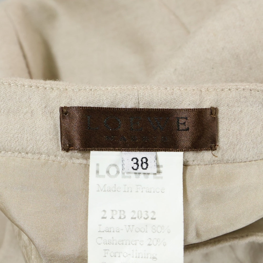 LOEWE(ロエベ) カシミヤ混 ウール テーパード スラックスパンツ トラウザーズ ベージュ レディース 2 PB 2032