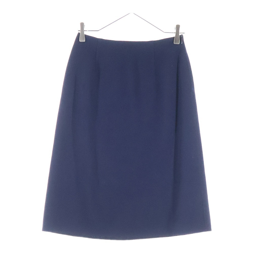 VALENTINO(ヴァレンティノ) セットアップスーツ シルク フリルカラー ダブルブレスト テーラードジャケット タイト ミディアムスカート ネイビー レディース