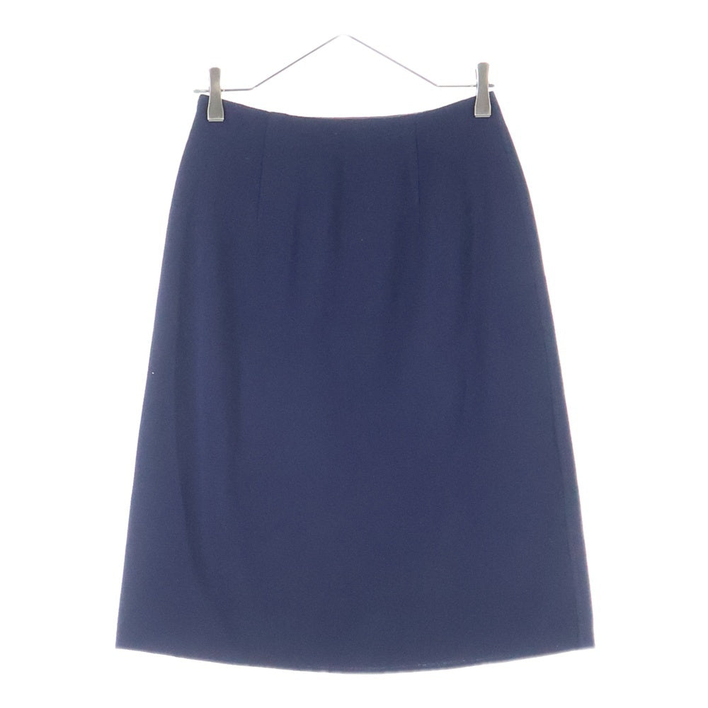 VALENTINO(ヴァレンティノ) セットアップスーツ シルク フリルカラー ダブルブレスト テーラードジャケット タイト ミディアムスカート ネイビー レディース