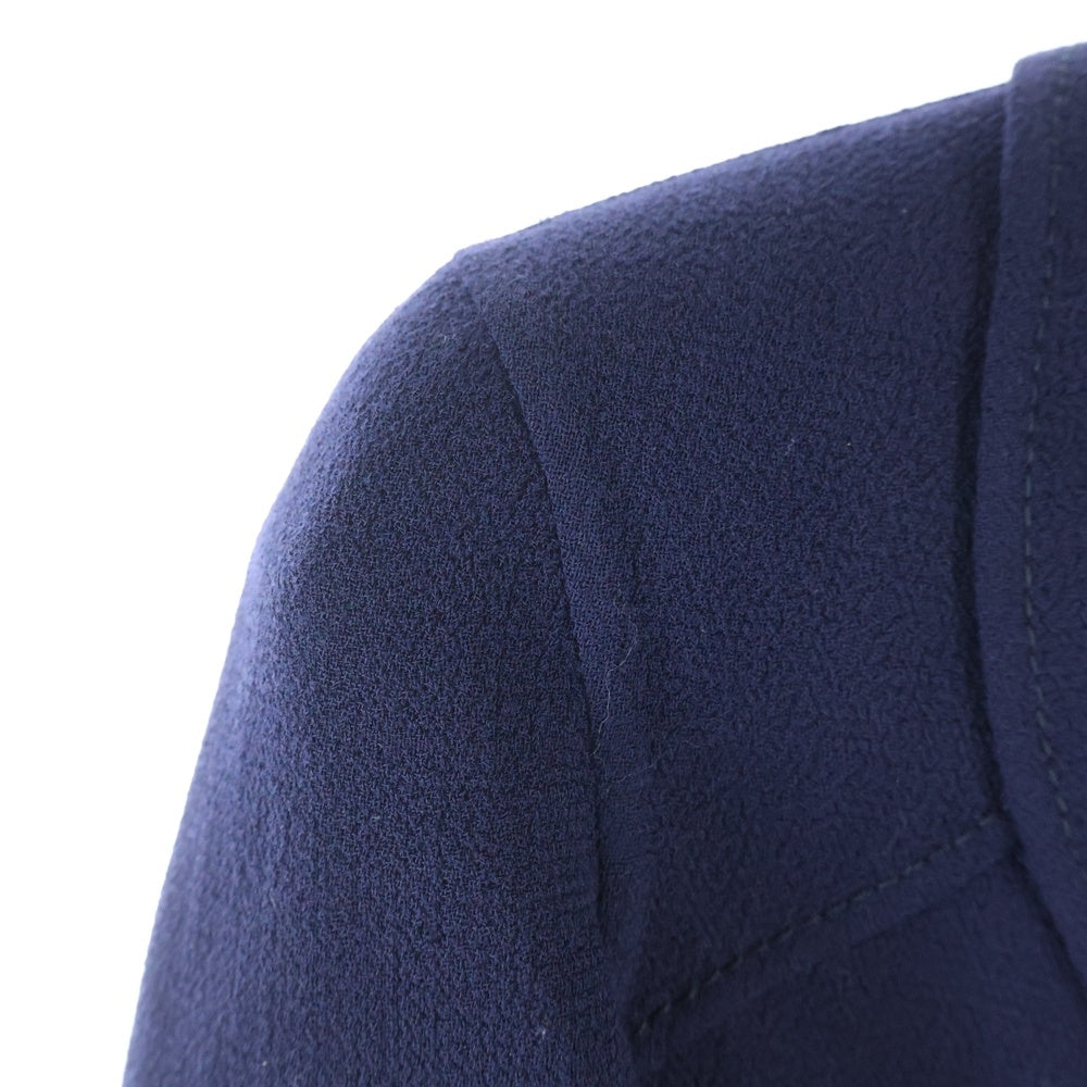 VALENTINO(ヴァレンティノ) セットアップスーツ シルク フリルカラー ダブルブレスト テーラードジャケット タイト ミディアムスカート ネイビー レディース