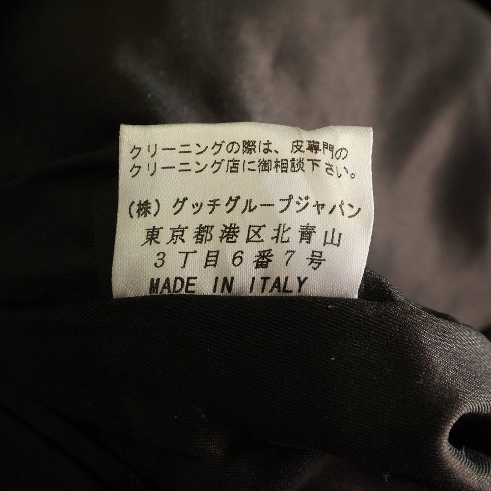 GUCCI(グッチ) インターロッキングG ベルト付き サイドジップ カウレザー ストレート パンツ ゴールド金具 ブラウン 119758