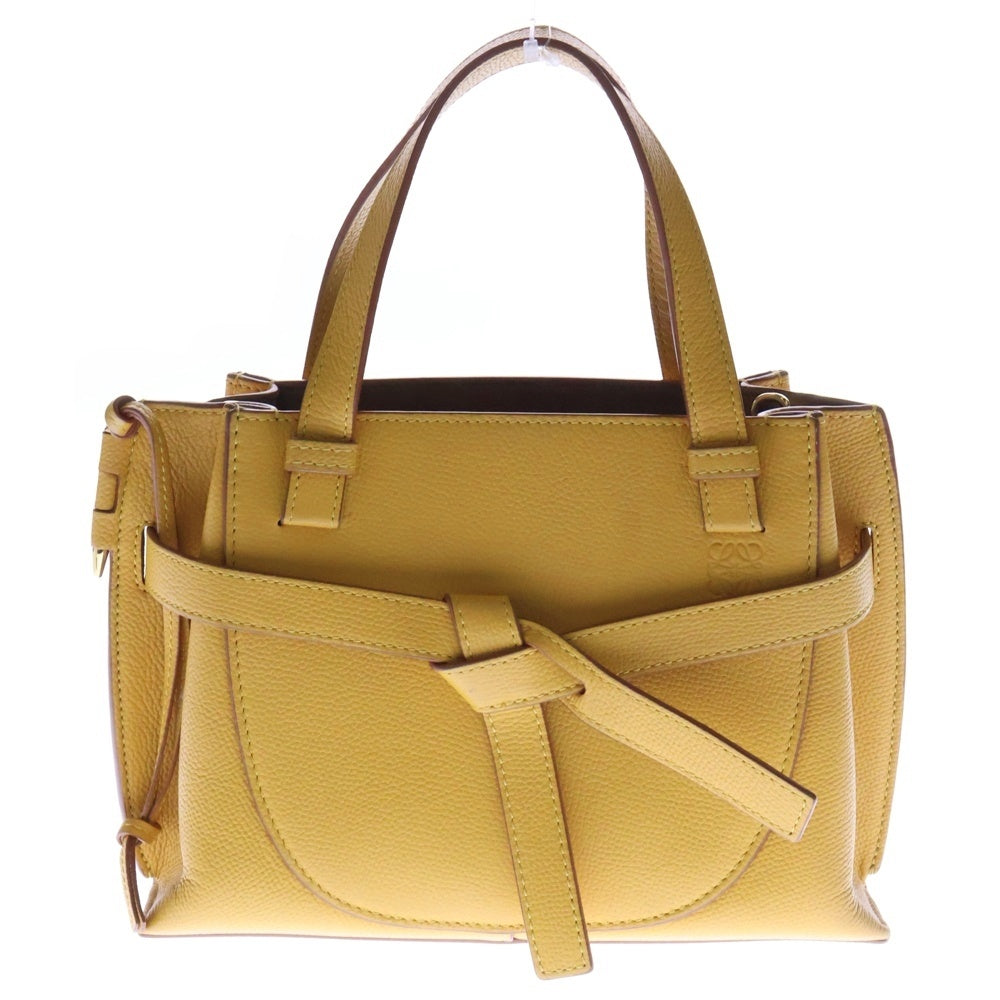 LOEWE(ロエベ) ゲートトップハンドルミニ アナグラム 2WAY レザーハンドバッグ ショルダーバッグ イエロー レディース