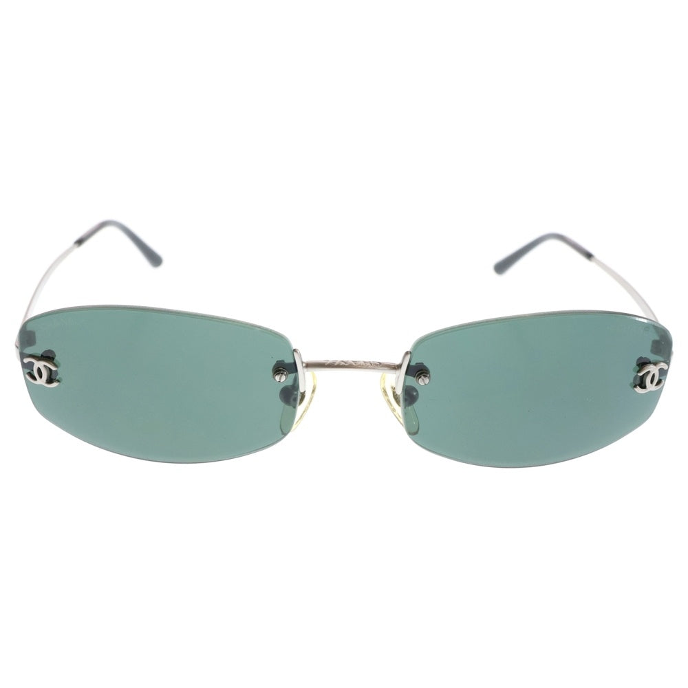 CHANEL(シャネル) ココマーク サングラス リムレス シルバーフレーム ダークグリーンレンズ 4002