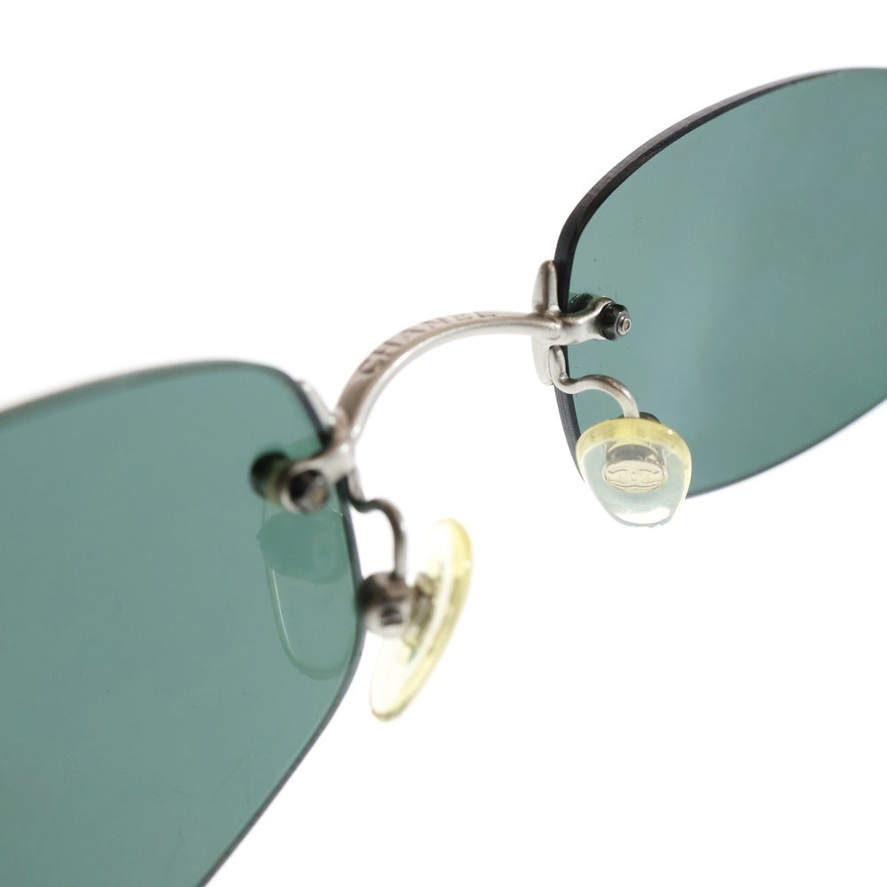 CHANEL(シャネル) ココマーク サングラス リムレス シルバーフレーム ダークグリーンレンズ 4002