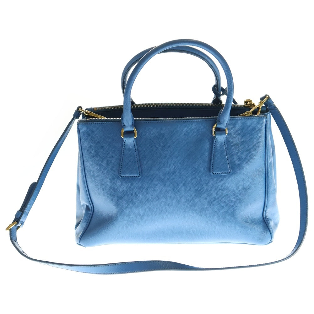 PRADA(プラダ) ガレリア 2WAYバッグ ショルダーバッグ ハンドバッグ ブルー サフィアーノレザー ゴールド金具 ダブルジップ 1BA863