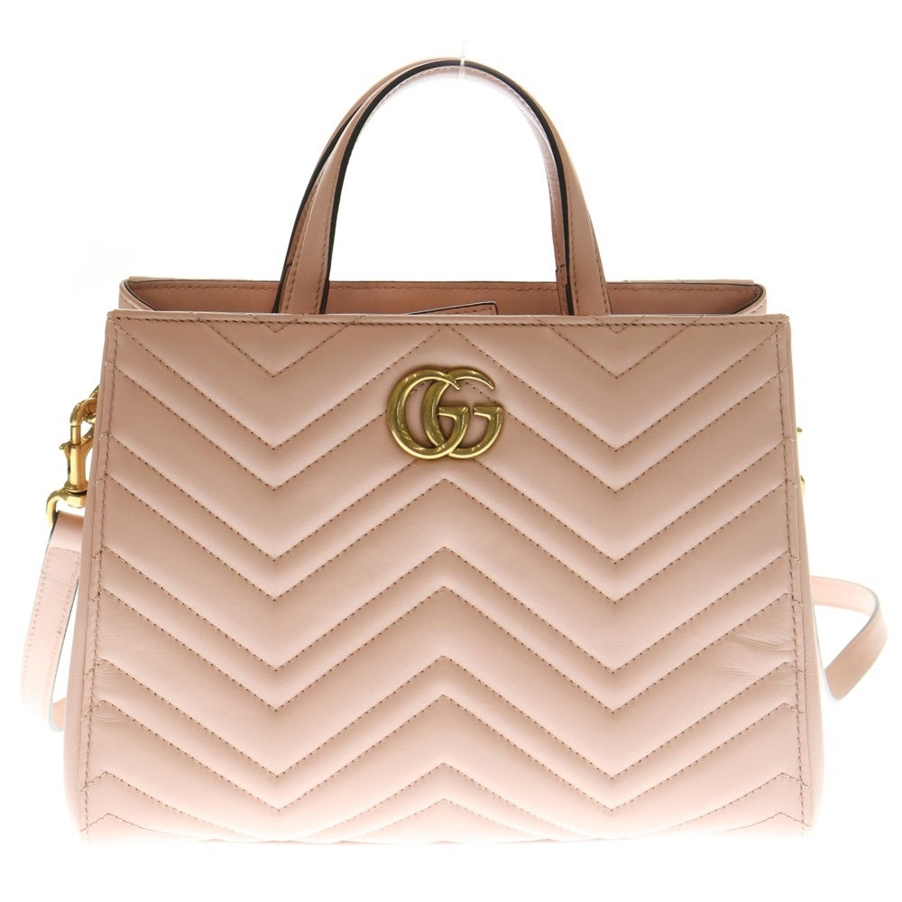 GUCCI(グッチ) GGマーモント2WAYバッグ ハンドバッグ ショルダーバッグ ピンク ゴールド金具 レザー 448054