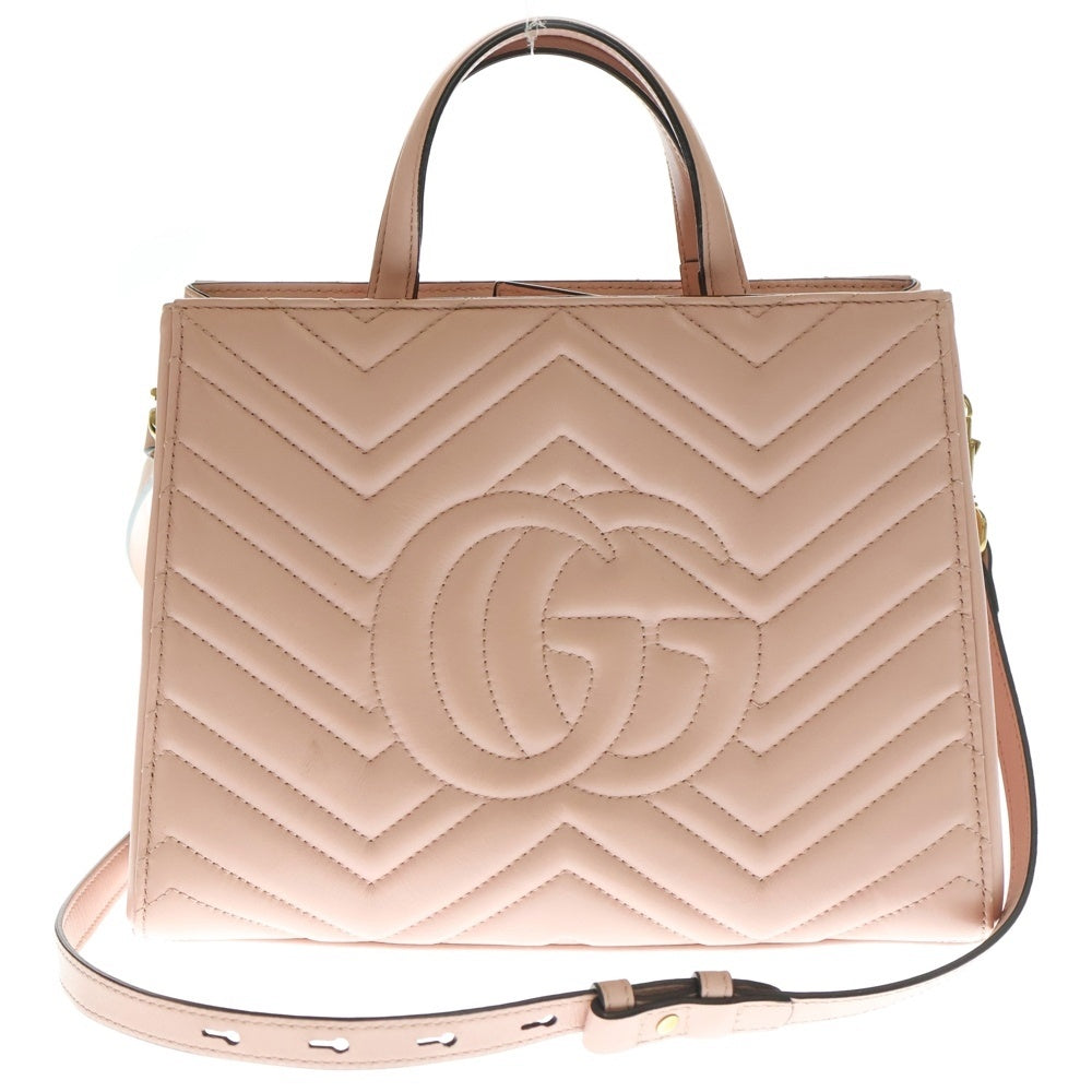 GUCCI(グッチ) GGマーモント2WAYバッグ ハンドバッグ ショルダーバッグ ピンク ゴールド金具 レザー 448054