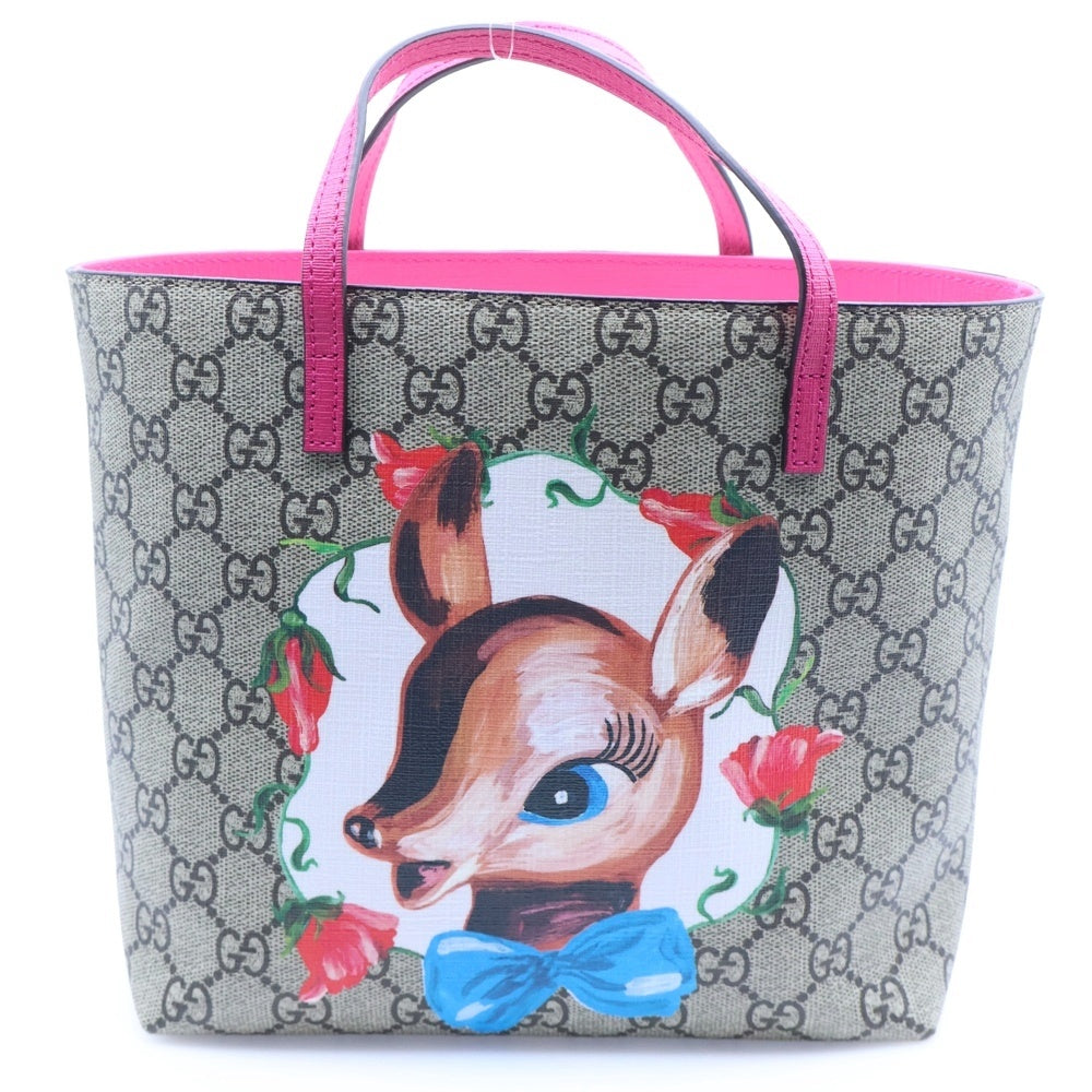 GUCCI(グッチ) GGスプリーム ハンドバッグ チルドレンズバンビ トートバッグ ハンドバッグ ベージュ×ピンク レザー×PVC 41081