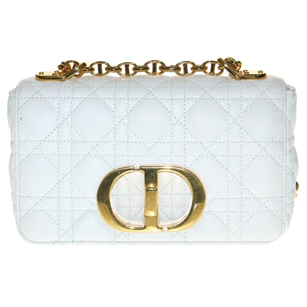 Christian Dior(クリスチャンディオール) カロ カナージュ スモール ショルダーバッグ チェーンバッグ ホワイト ゴールド金具 レザー