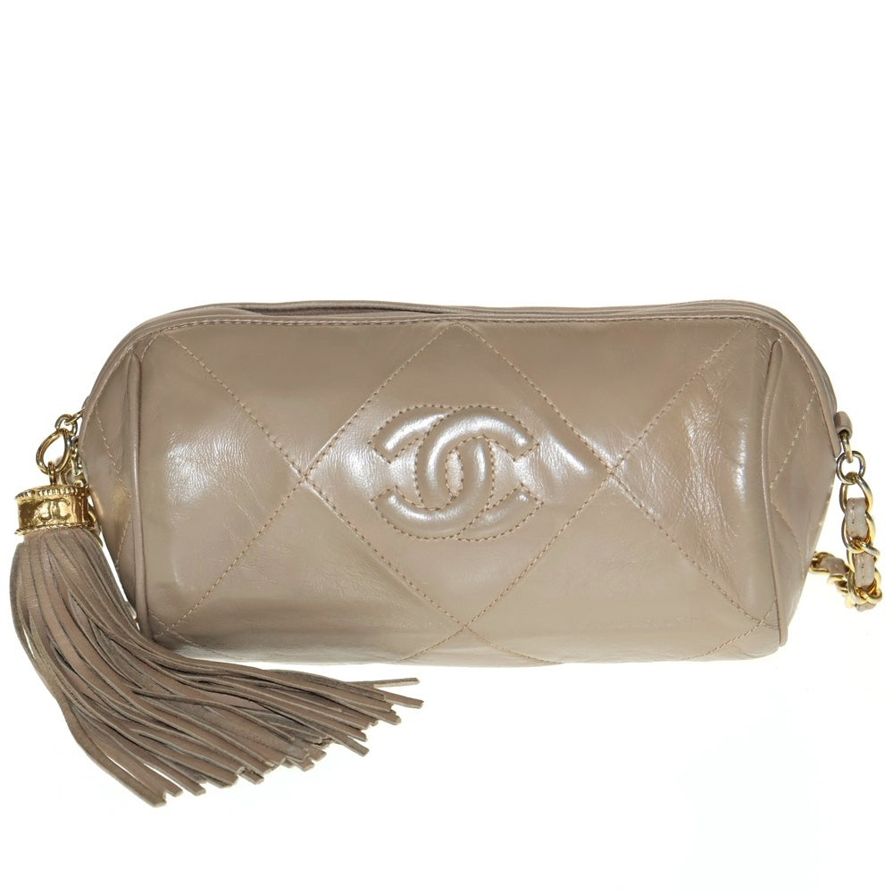 CHANEL(シャネル) ココマーク フリンジ ショルダーバッグ ベージュ ラムスキン ゴールド金具