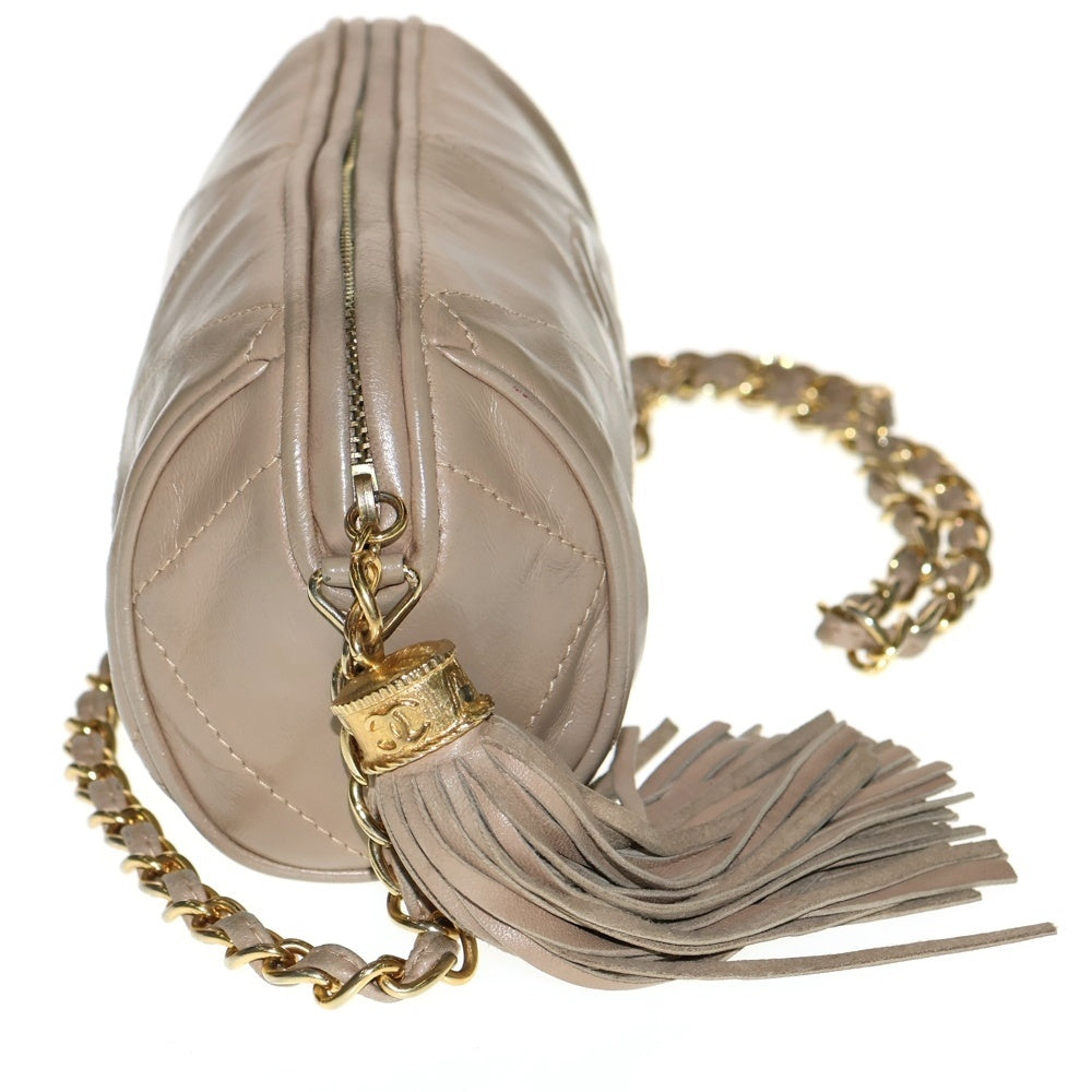 CHANEL(シャネル) ココマーク フリンジ ショルダーバッグ ベージュ ラムスキン ゴールド金具