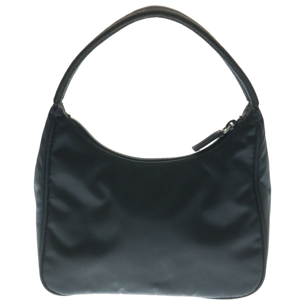 PRADA(プラダ) トライアングルロゴプレート ナイロン ハンドバッグ シルバー金具 ブラック