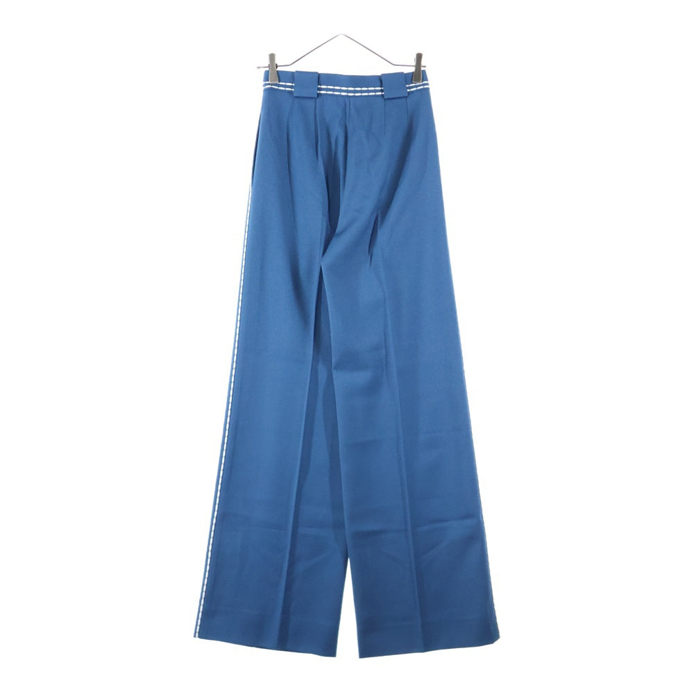 FENDI(フェンディ) ステッチデザイン ウール 2タック ワイドストレート スラックスパンツ トラウザーズ ブルー FR6240 A8D5