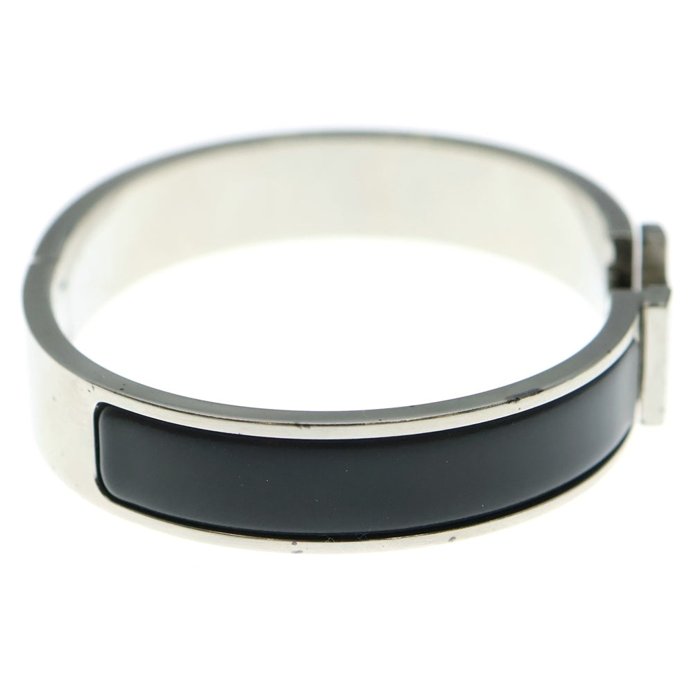 HERMES(エルメス) クリックHH アッシュ Hロゴプレート ノワールマット ブレスレット バングル ブラック/シルバー