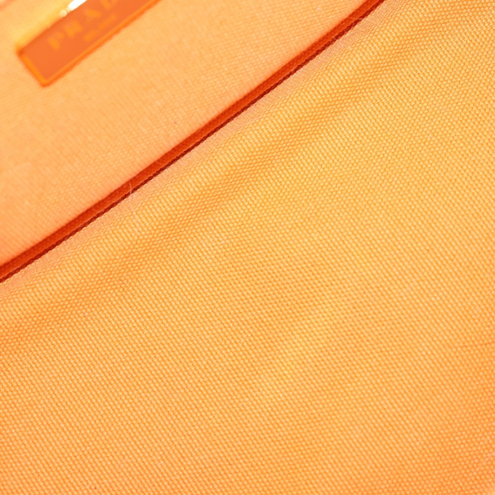 PRADA(プラダ) カナパ ミニ トライアングルロゴプレート キャンバス 2WAY ハンド ショルダー トートバッグ ゴールド金具 オレンジ B2439G