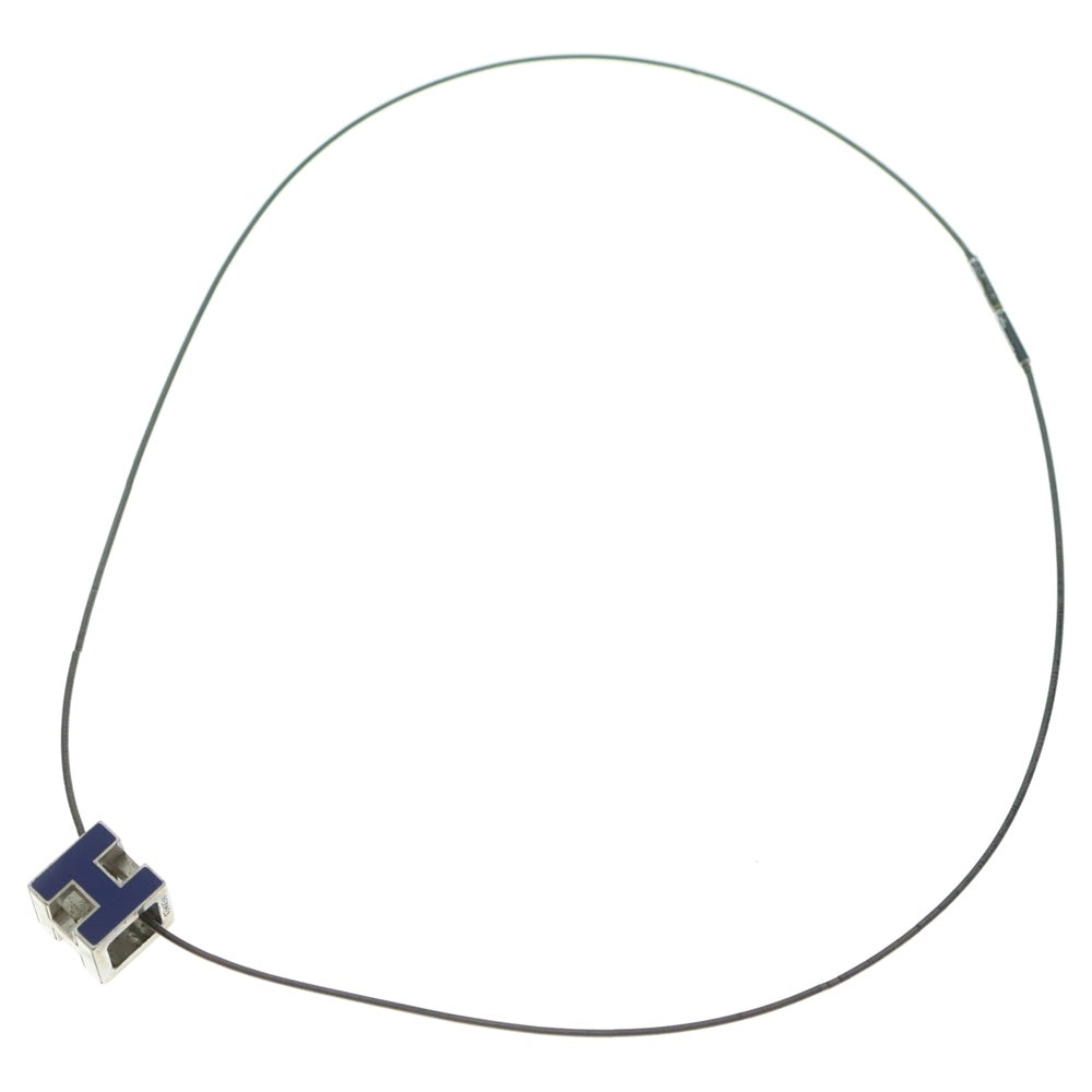 HERMES(エルメス) カージュドアッシュ Hロゴ キューブ ネックレス シルバー/ブルー