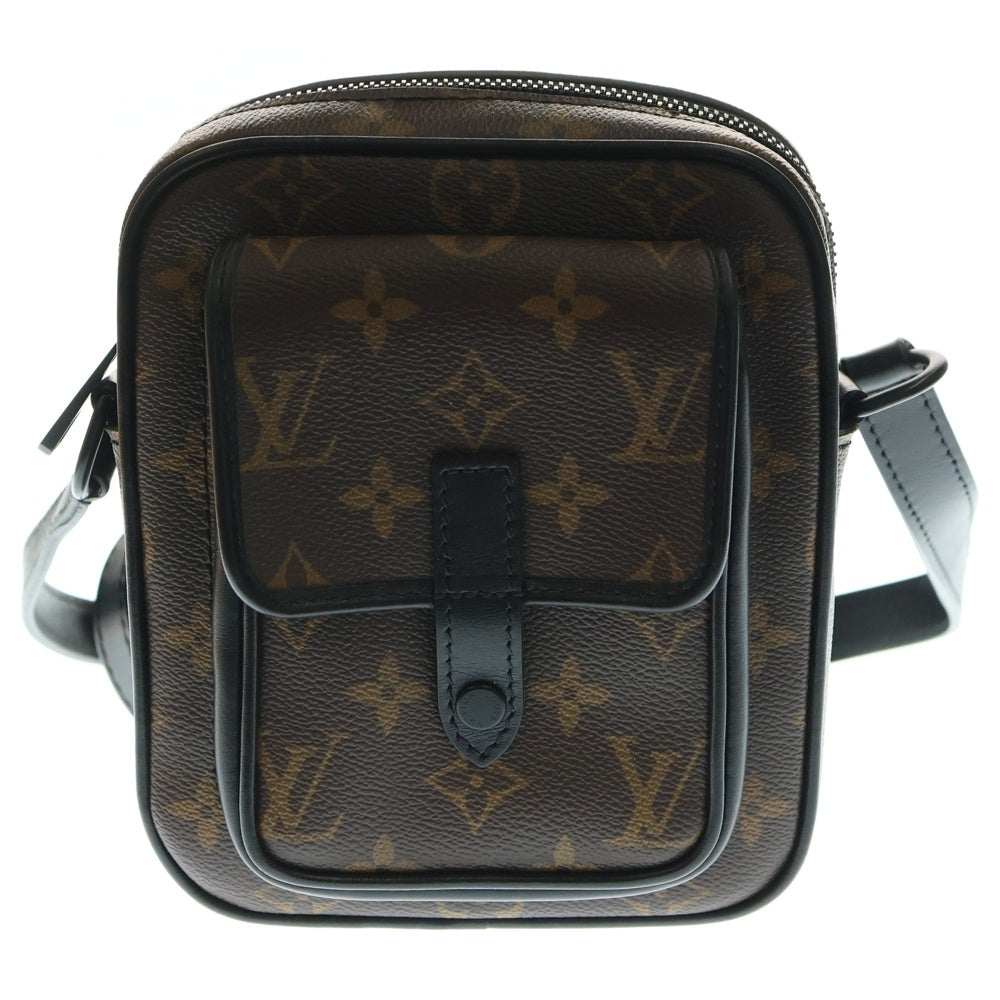 LOUIS VUITTON(ルイヴィトン) モノグラムマカサー クリストファー ウェアラブル ウォレット ショルダーバッグ ミニバッグ ブラック×ブラウン レザー×PVC M69404