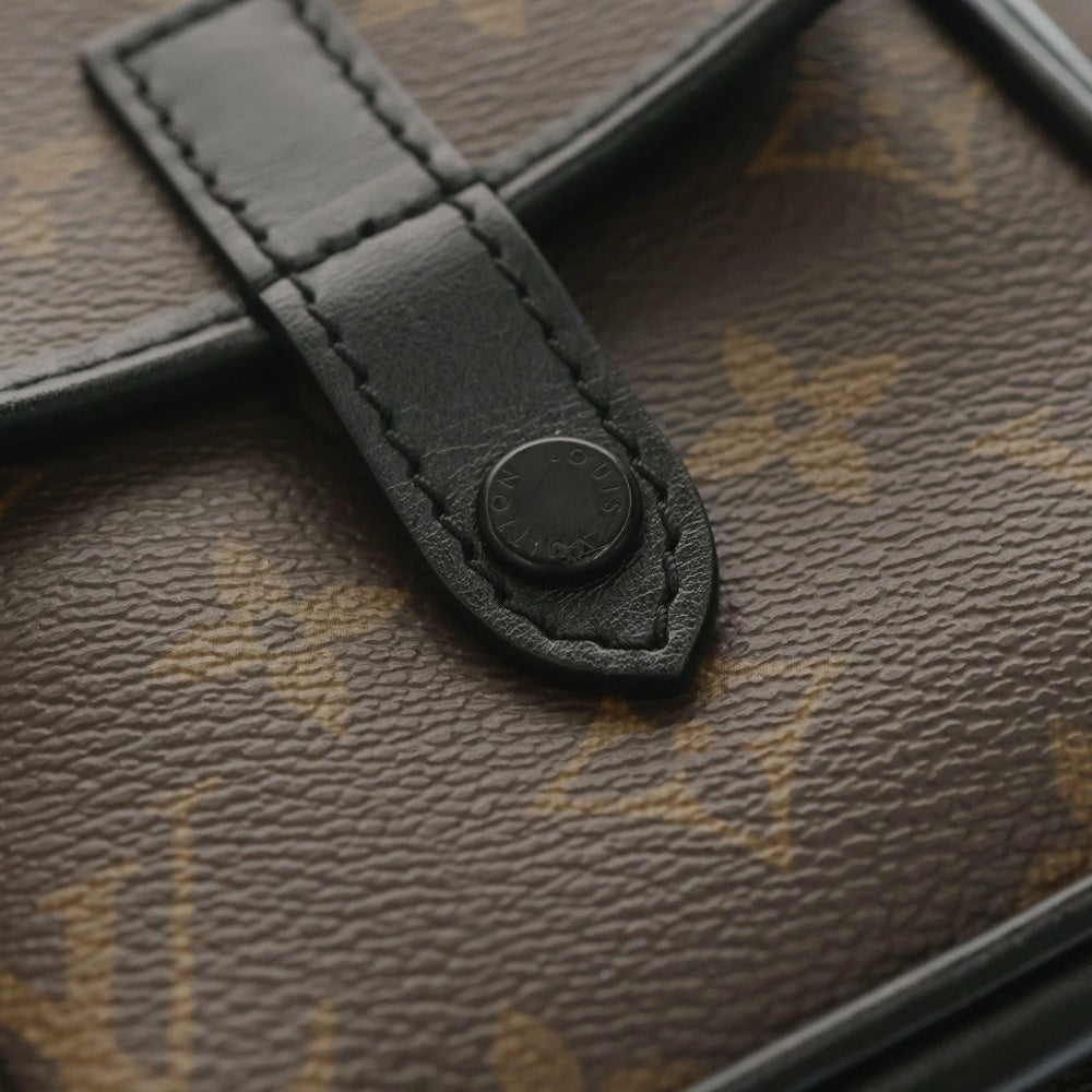 LOUIS VUITTON(ルイヴィトン) モノグラムマカサー クリストファー ウェアラブル ウォレット ショルダーバッグ ミニバッグ ブラック×ブラウン レザー×PVC M69404