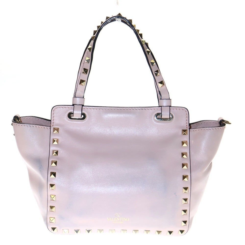 valentino garavan(ヴァレンティノガラヴァーニ) ハンドバッグ ロックスタッズ 2WAYバッグ ショルダーバッグ ハンドバッグ ゴールド金具 ライトピンク レザー