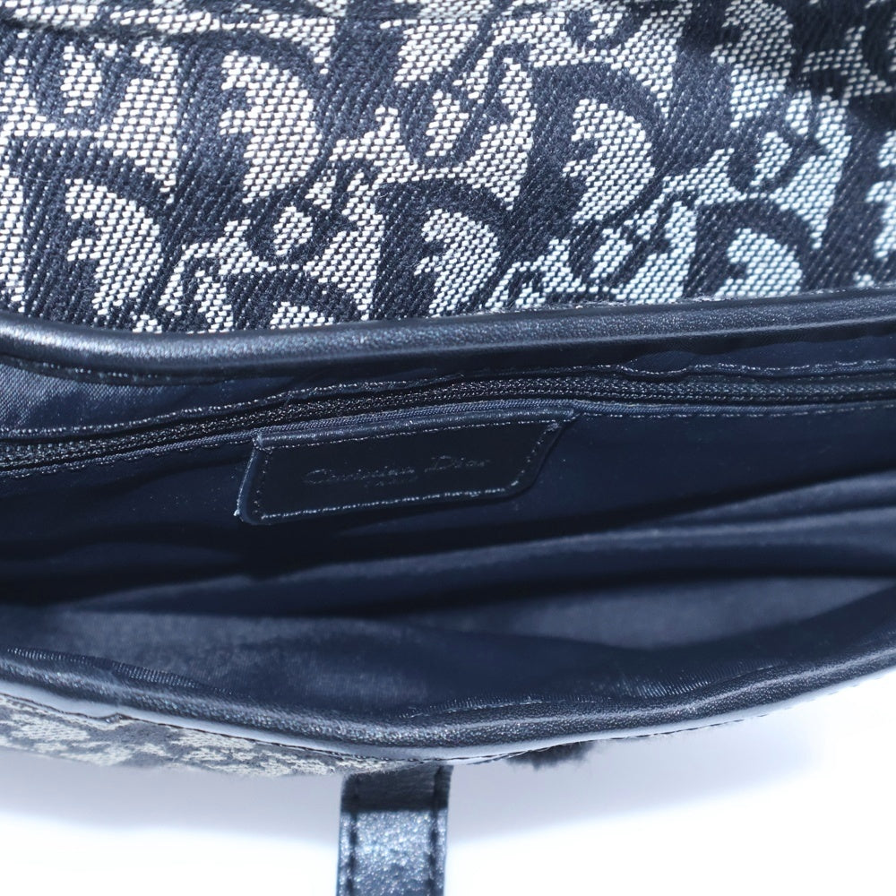 Christian Dior(クリスチャンディオール) トロッター サドルバッグ ハンドバッグ ネイビー ジャガード ワンショルダーバッグ ハンドバッグ