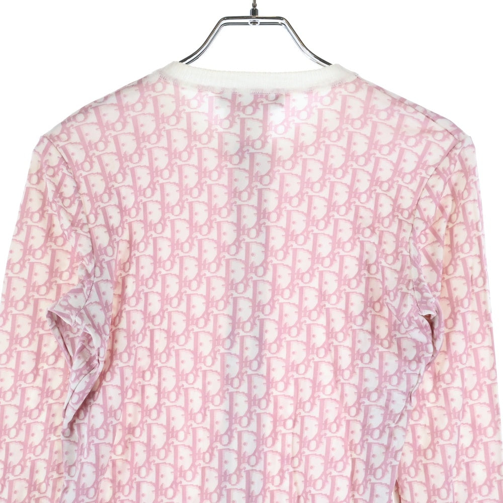 Christian Dior(クリスチャンディオール) トロッター 総柄プリント ジップアップ レーヨンニット カーディガン ピンク レディース 4P13077000